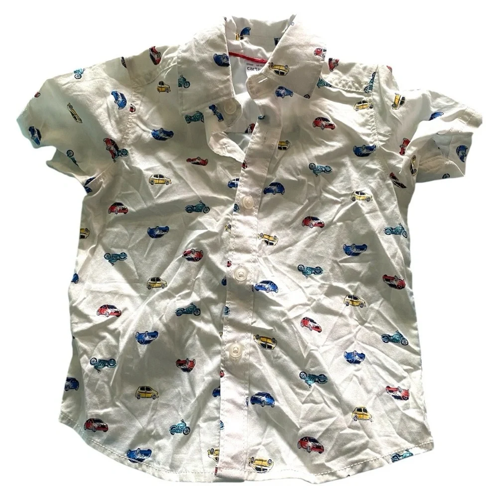 Carter's White and Red Button Down Shirt Casual Design